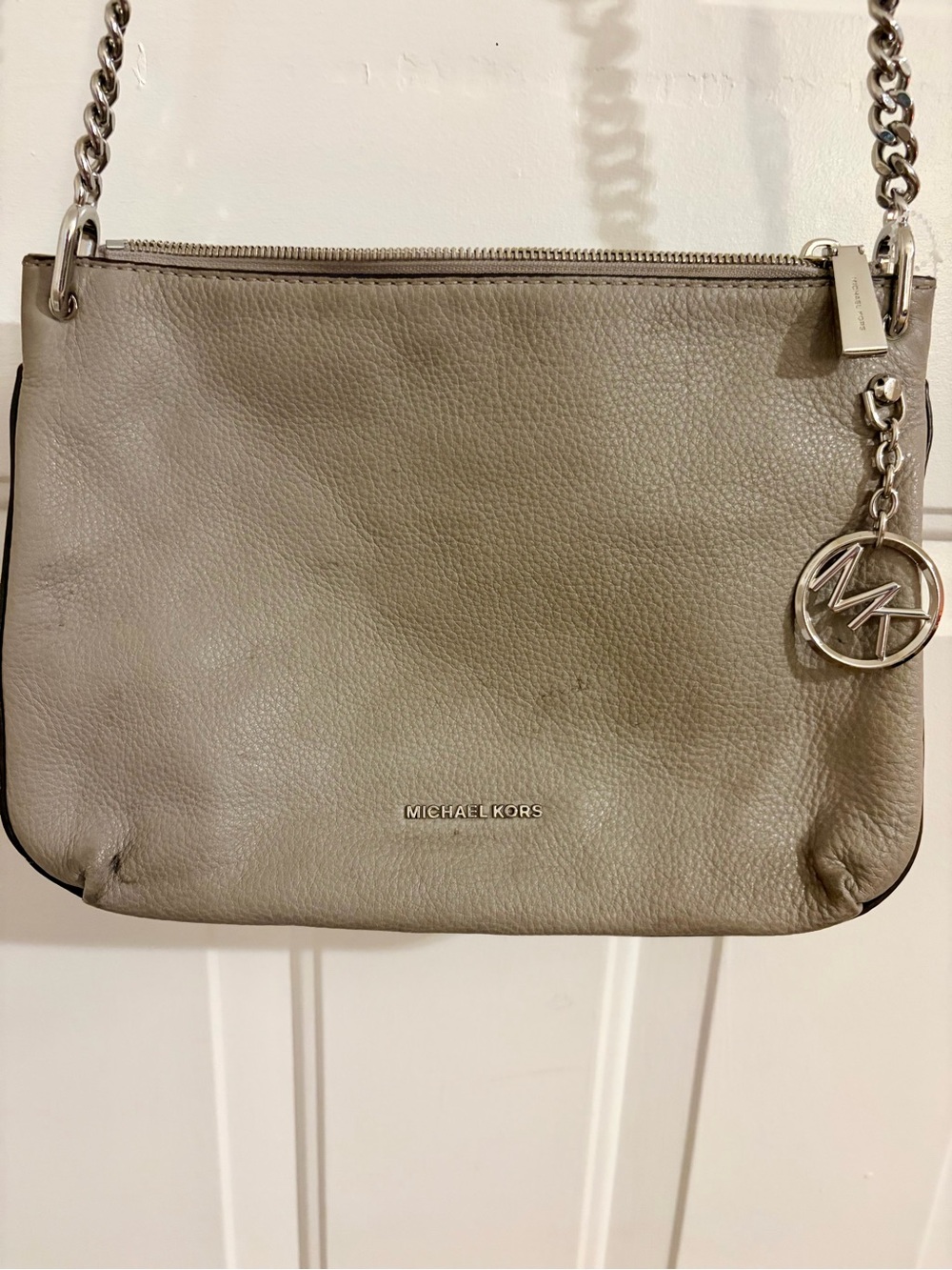 Michael Kors Beige-Taupe Leather Chain Shoulder Bag